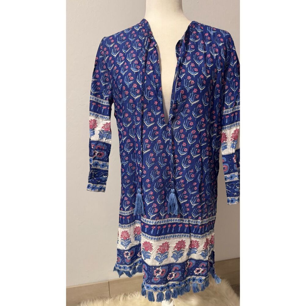 J.Crew floral pattern fringe cotton tunic cover up S